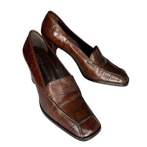 Enzo Angiolini High Heels 3" Size 8M Brown Faux Croc